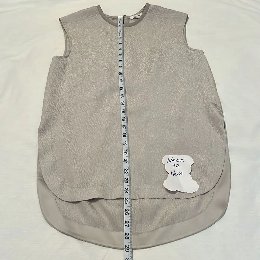 NWOT Helmut Lang sleeveless back zip blouse longer in back side slits satin trim - Picture 7 of 10